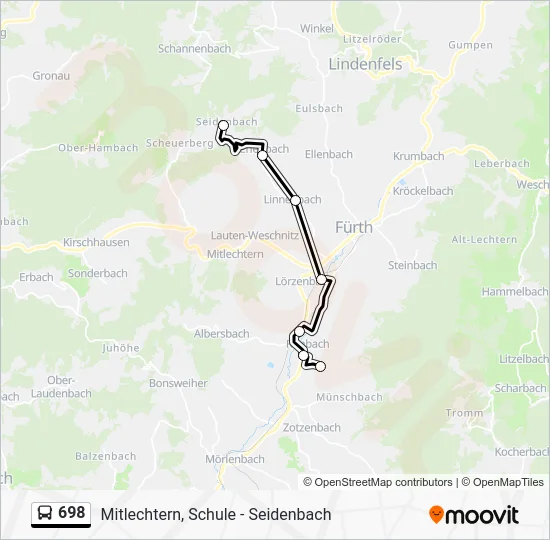 Автобус 698: карта маршрута