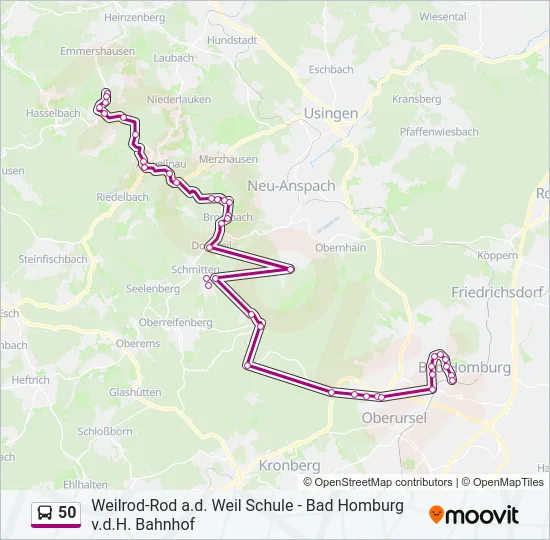 50 Bus Line Map
