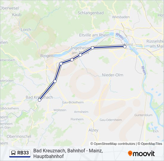 Автобус RB33: карта маршрута