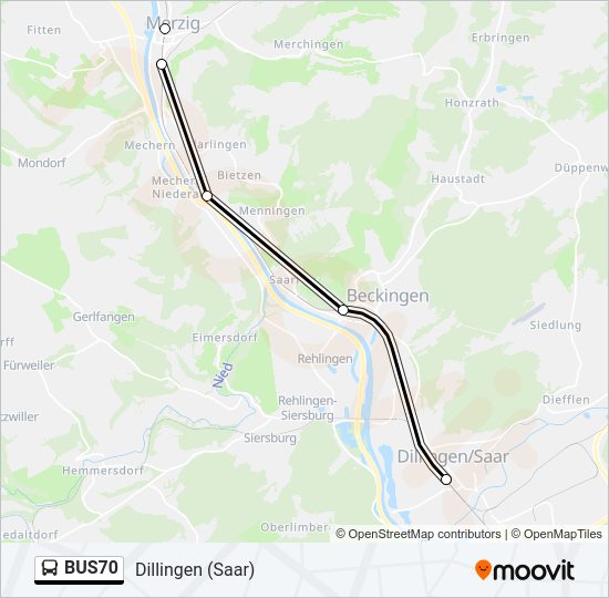 BUS70 Bus Line Map