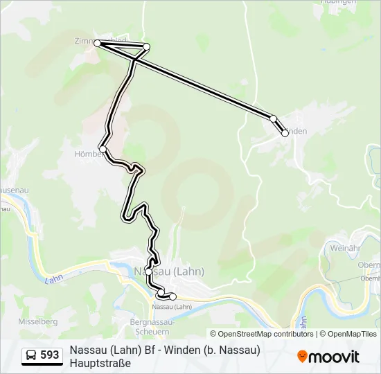 593 Bus Line Map