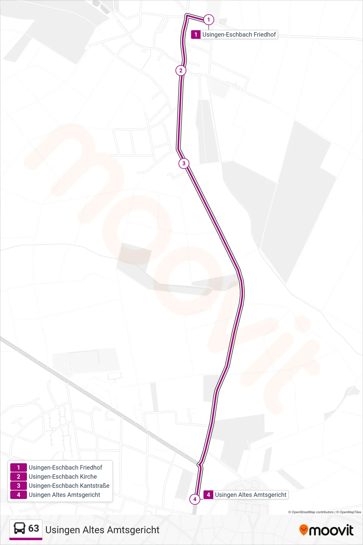 Linie 63 (Bus) Richtung Usingen Altes Amtsgericht: Route und Haltestellen auf der Karte