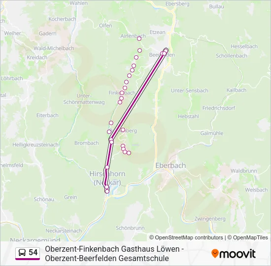 Автобус 54: карта маршрута
