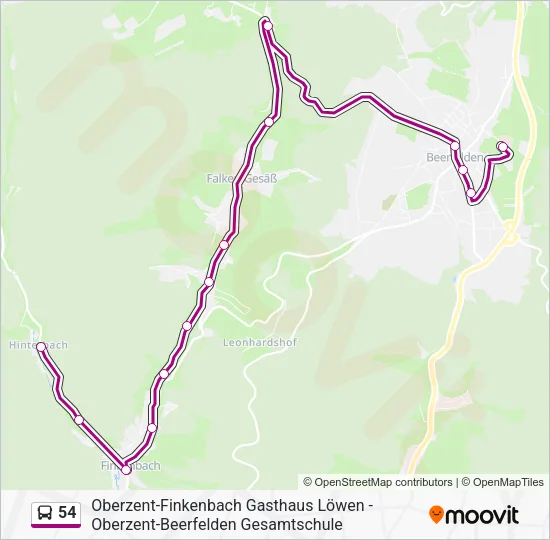 Автобус 54: карта маршрута