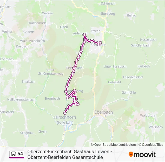 Автобус 54: карта маршрута