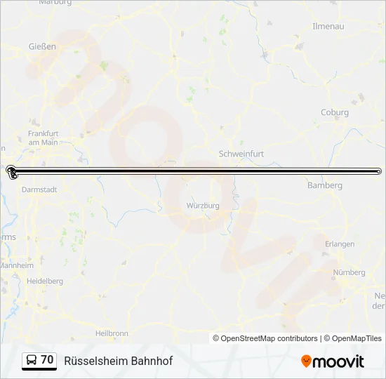 70 Bus Line Map