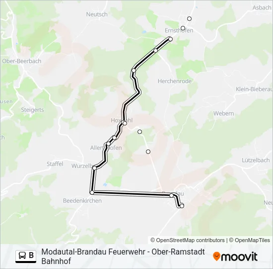 B Bus Line Map