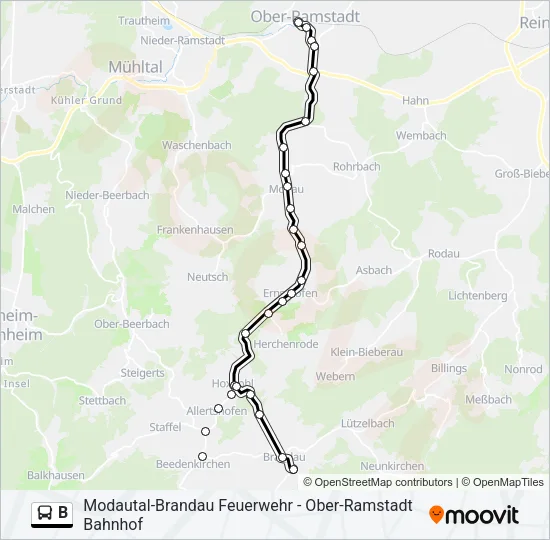 B Bus Line Map