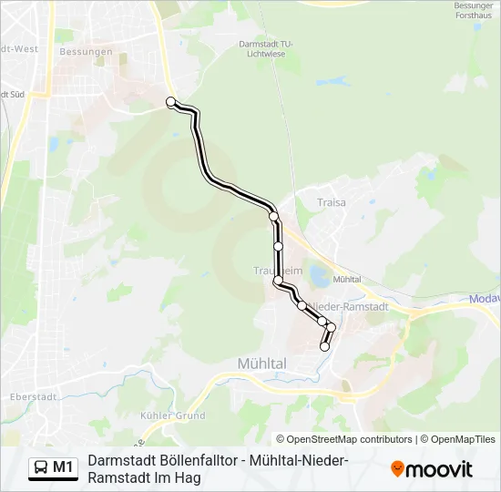 M1 Bus Line Map
