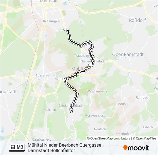 Автобус M3: карта маршрута