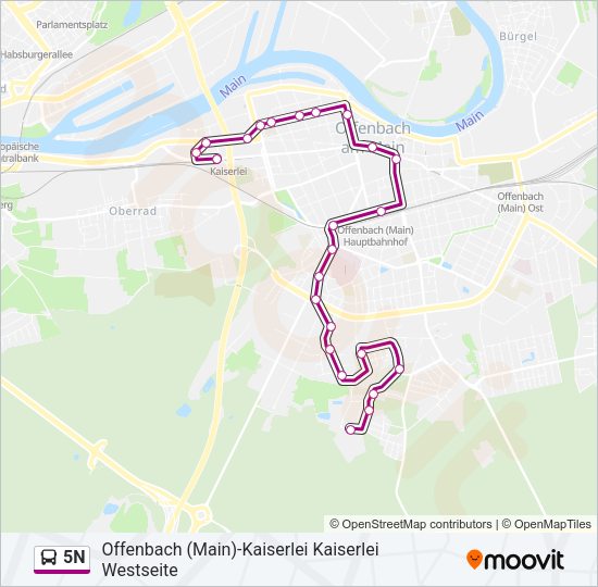 Автобус 5N: карта маршрута