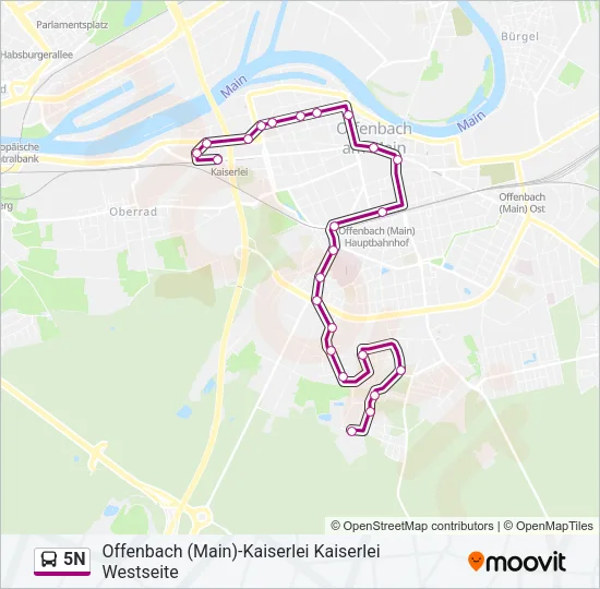5N Bus Line Map
