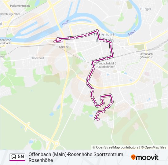 Автобус 5N: карта маршрута