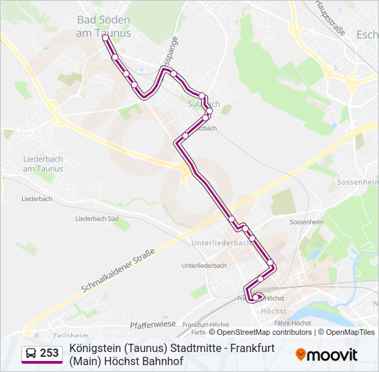 Автобус 253: карта маршрута