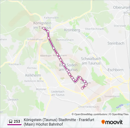 Автобус 253: карта маршрута
