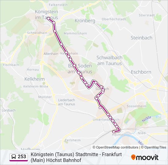 Автобус 253: карта маршрута