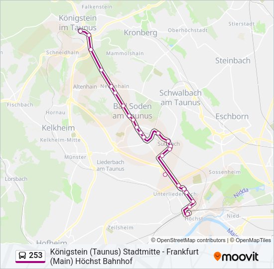 Автобус 253: карта маршрута