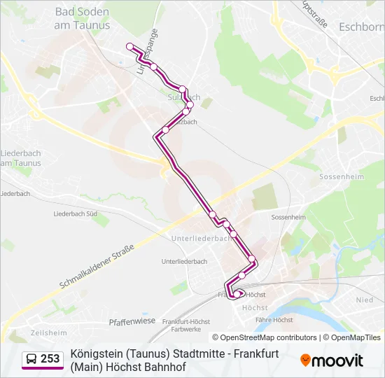 Автобус 253: карта маршрута
