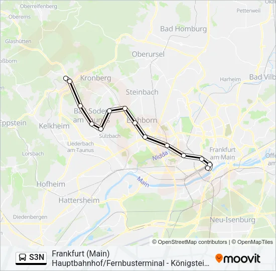 S3N Bus Line Map