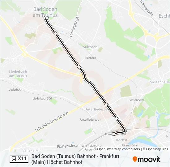 Buslinie X11 Karte