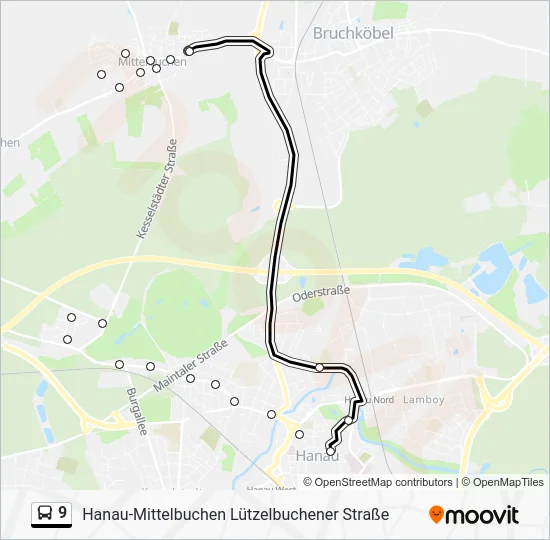 Автобус 9: карта маршрута