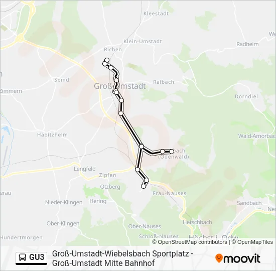 Автобус GU3: карта маршрута