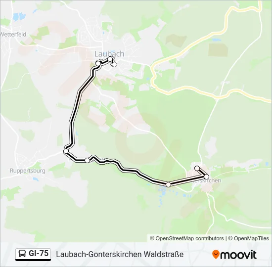 GI-75 Bus Line Map