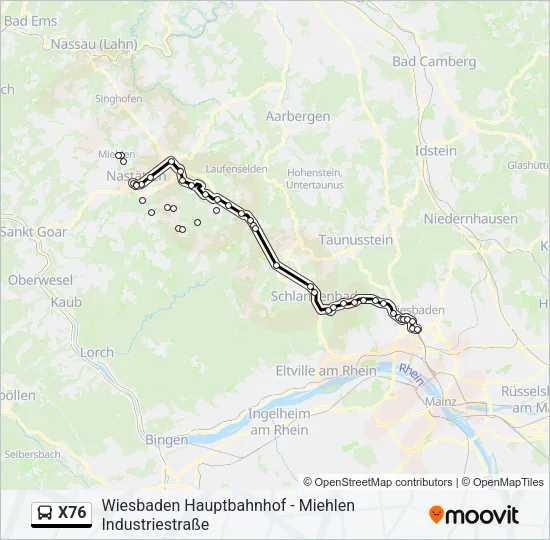 X76 Bus Line Map