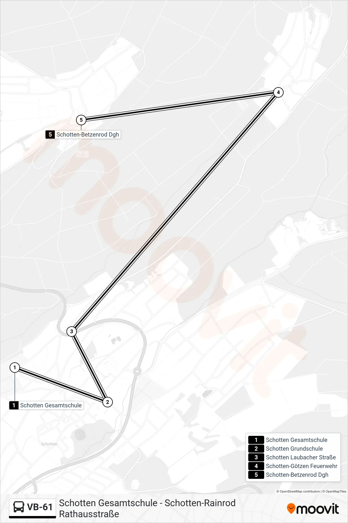 VB-61 bus Line (Schotten-Betzenrod Dgh) route and stops on a map