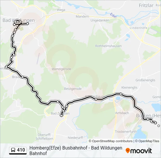 410 Bus Line Map
