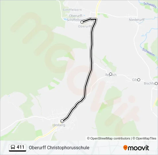 411 Bus Line Map