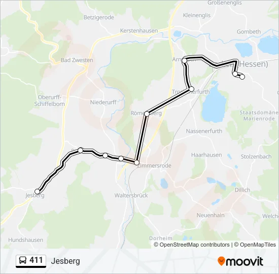 411 Bus Line Map
