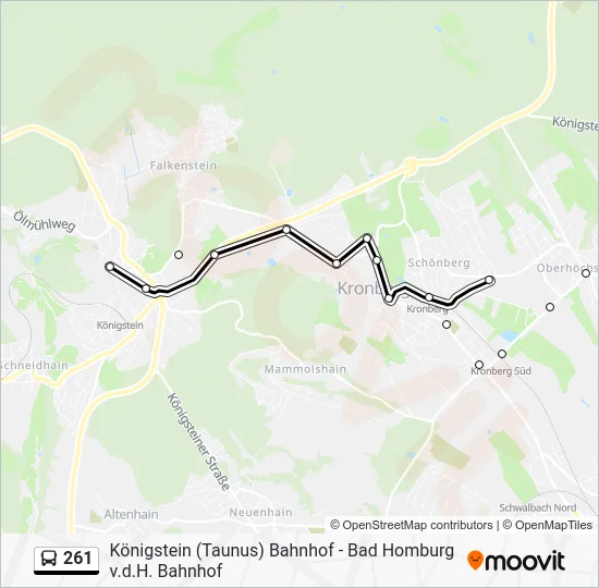 Автобус 261: карта маршрута