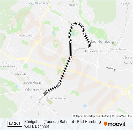 Автобус 261: карта маршрута
