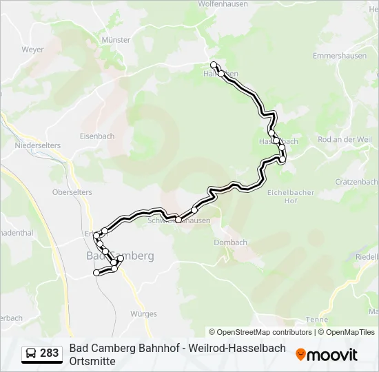 283 Bus Line Map