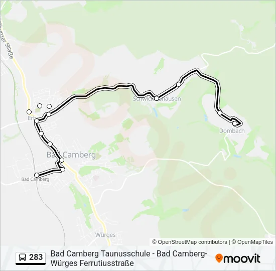 283 Bus Line Map
