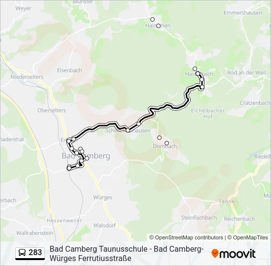 283 Bus Line Map