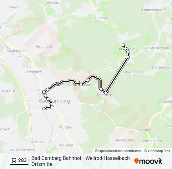 283 Bus Line Map