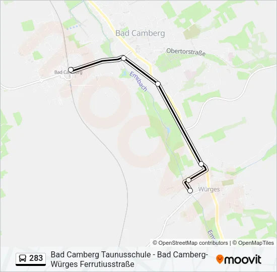 283 Bus Line Map