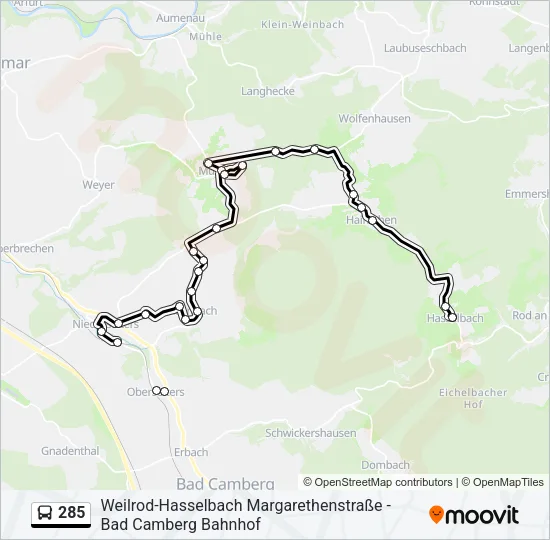 285 Bus Line Map