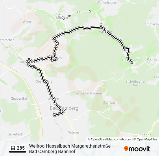285 Bus Line Map