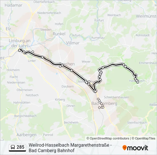 285 Bus Line Map