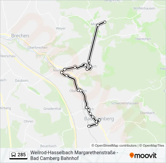 285 Bus Line Map