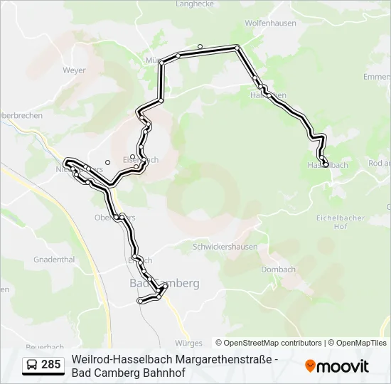 285 Bus Line Map