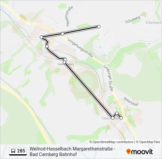 285 Bus Line Map