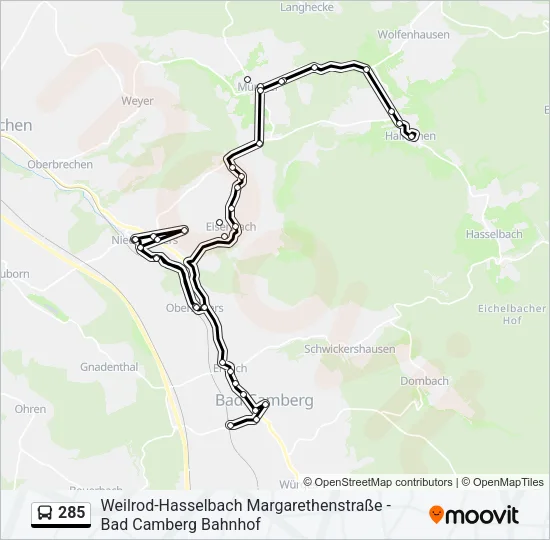 285 Bus Line Map