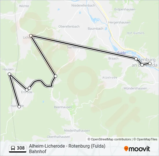 308 Bus Line Map