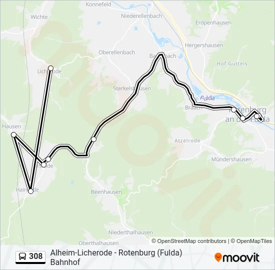 308 Bus Line Map