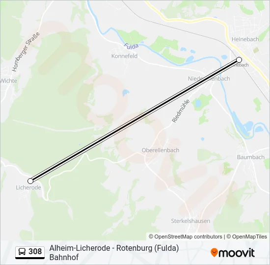 308 Bus Line Map