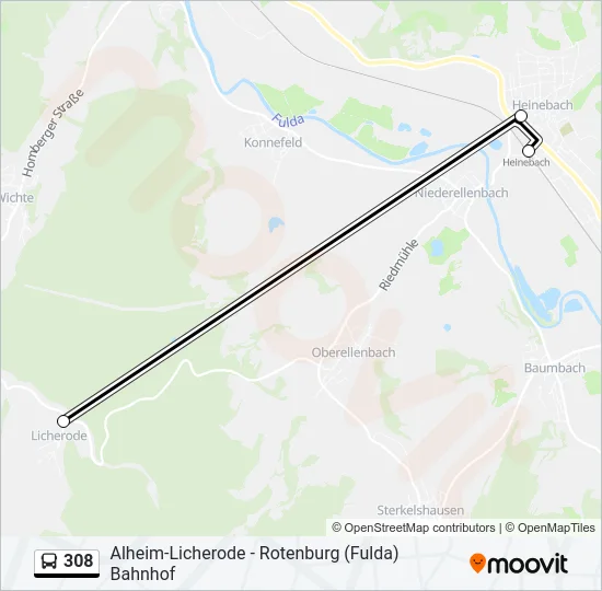 308 Bus Line Map